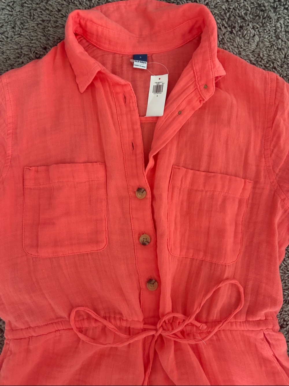 Women’s Coral Short-Sleeve Romper - Picture 2 of 4